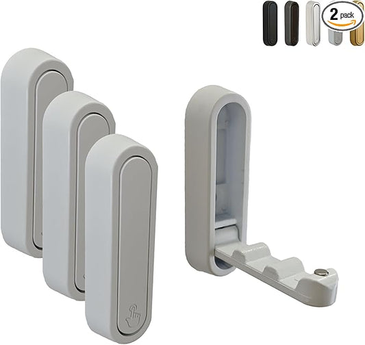 Foldable Wall Hooks Heavy Duty - Zinc Alloy Hidden Handle with Anchors/Screws, Space-Saving for Bathroom, Kitchen, Closet, 33lb Capacity, Wall Mounted (White, Count, 4)