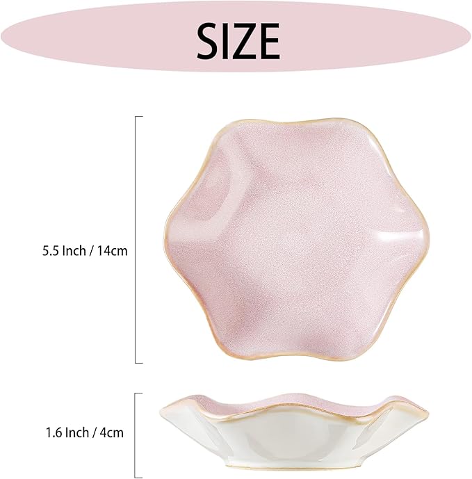 Ceramic Jewelry Dish,Ring Dish,Trinket Tray,Jewelry Tray,Key Bowl Pink Room Decor Bathroom Home Decor Gifts for Women Mom Sister Coworker Friend Bride(5.5 in Pink)