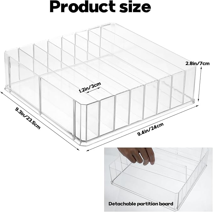 Rainmae Lid Organizer for Food Storage Container, Kitchen Pantry Lid Holder with 7 Adjustable Dividers for Cabinets and Drawer, Countertop Cupboard Lid Organization, Food Storage Container for Lids