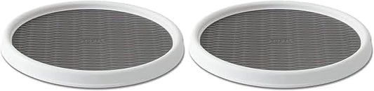 Copco Basics Non-Skid Pantry Cabinet Lazy Susan Turntable, 12-Inch, White/Gray (Pack of 2)