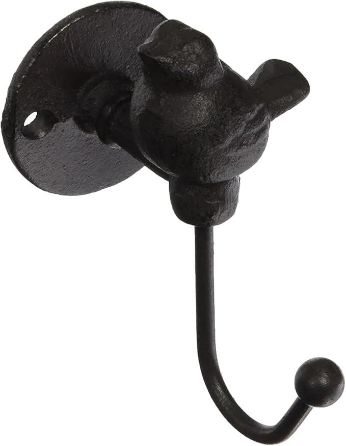 Colonial Tin Works Cast Iron Hooks Cast Iron Song Bird Wall Hook (Bird Wall Hook Pack of 4)