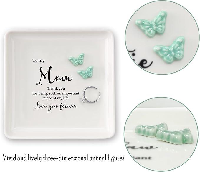 HOME SMIEL Christmas Valentines Gifts for Mom from Daughter Son Ring Dish Jewelry Tray-Best Mom Ever Gifts Unique Mother Mothers Day Birthday-Thank You for Being Such An Important Piece