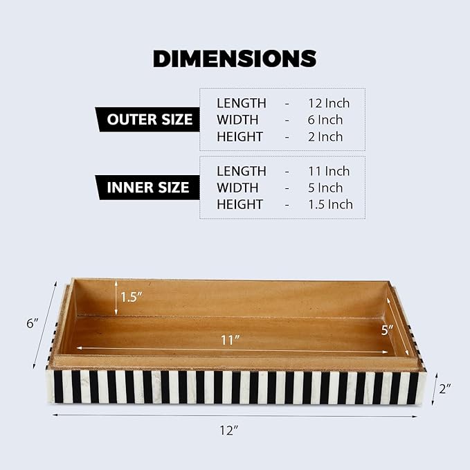 Handicrafts Home Large Decorative Storage Box 12x6– Coffee Table Organizer Box, Modern Home Décor Accent, Keepsake Memory Box, Jewelry Storage Box, Boho Decorative Box with Lid for Shelf, Mantle Decor