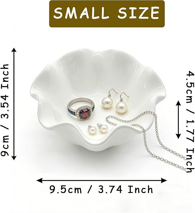 Flower Ring Dish Jewelry Tray, Cute Ceramic Jewelry Dish Tray, Room Decor Small Trinket Dish, Nightstand Ring Holder Dish, Bathroom Jewlery Plate Bowl for Earrings, Birthday Gifts for Women