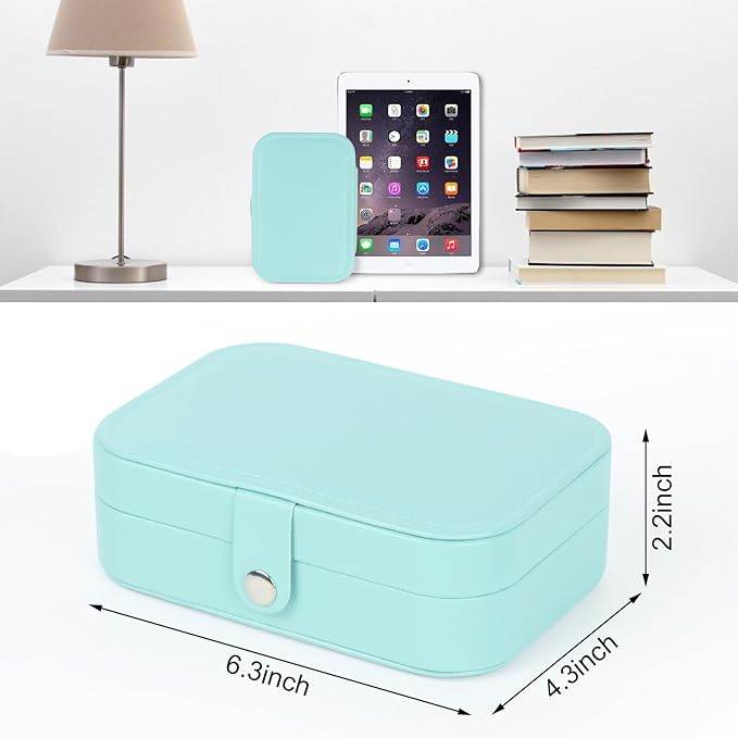Hatori Travel Jewelry Box, PU Leather Small Jewelry Organizer for Women Girls, Portable Mini Travel Case Display Storage Holder Boxes for Stud Earrings, Rings, Necklaces, Bracelets