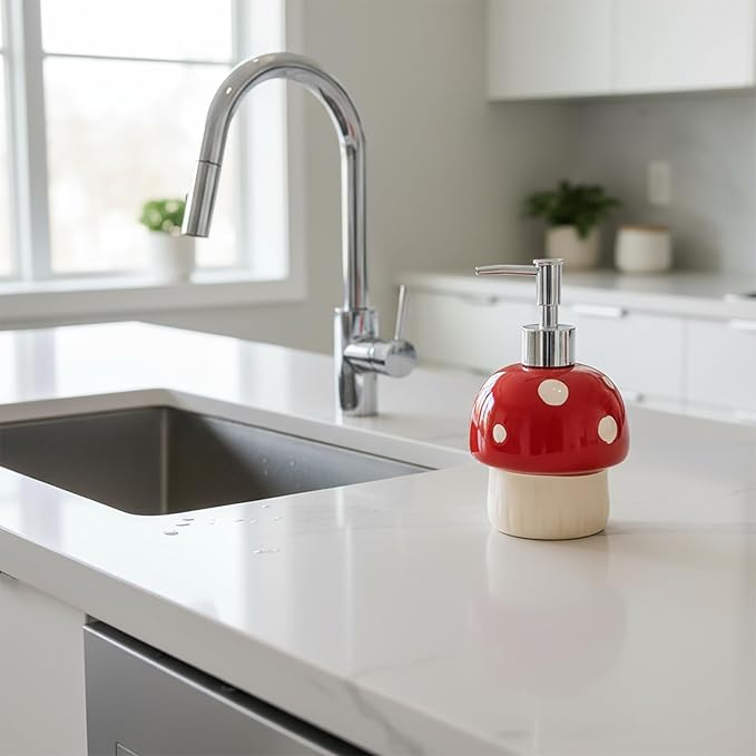 Mushroom Soap Dispenser, Kitchen and Bathroom Decor, Cottage core Decor