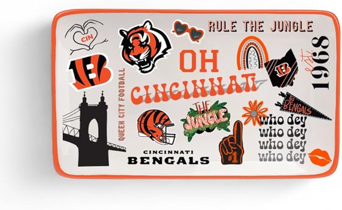 The Memory Company Officially Licensed NFL Team Spirit Ceramic Trinket Tray, Decorative Storage Catch-All, Home & Office Organizer, Gift for Football Fans