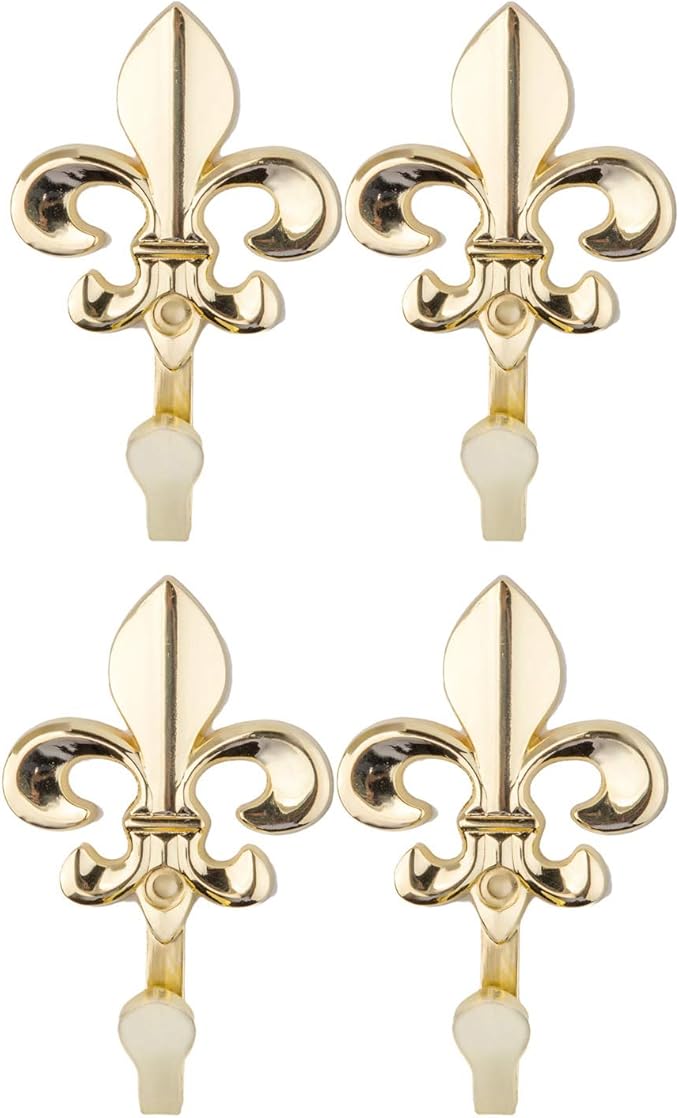Bathroom Towel Hooks, Decorative Wall Hooks Coat Hooks Heavy Duty Metal Hooks Wall Mounted Hanging Hooks for Hanging Key Purse Robe Hat Scarf Belt Handbag Cup Mug 4 Pack (Gold)