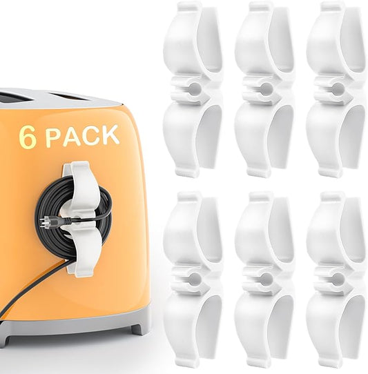 Cord Organizer for Kitchen Appliances-6 Pack, Appliance Cord Organizer Stick on, Small Kitchen Appliances Cord Keeper, Adhesive Cord Holder, Cord Winder for Pressure Cooker, Stand Mixer...
