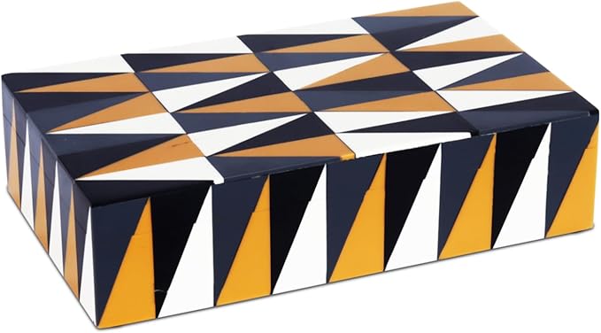 Handicrafts Home Decorative Storage Box with Lid – Black and White Decorative Remote Holder Box, Coffee Table Storage Box for Living Room, Console Table & Shelf Decor – Puzzle Guild 10 x 6 x 2.5
