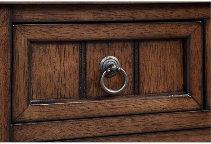 Convenience Concepts Kendra Entryway Hall Table 23.75" - 3 Storage Drawers, Traditional Console with Shelf for Decor, Office & Hallway Organizer, No Tools Assembly, Solid Wood Legs, Dark Oak