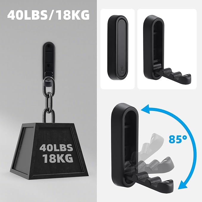 Folding Wall Hooks, 4pcs Foldable Coat Hooks, Heavy Duty Folding Hook for Hanging Coats Towel Hat Backpack, Black