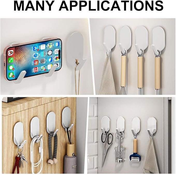 Koja 5-Pack Heavy Duty Self-Adhesive Hanging Hooks for Keys, Bathroom, Shower, Outdoor, Kitchen, Door, Home Improvement, Utility Room. - White