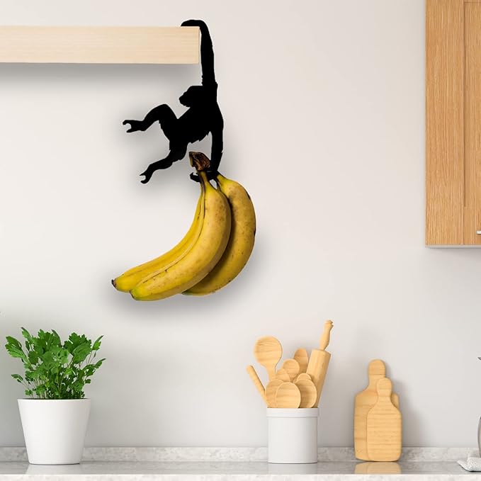 Artori Design Unique Banana Holder Balance Hook - Magic Hook for Hanging Plants Jackets Keys or Stylish Purse Hanger - Perfect for Kitchen Dorm Room Bedroom and Entryway for Home or Office (Chimp)