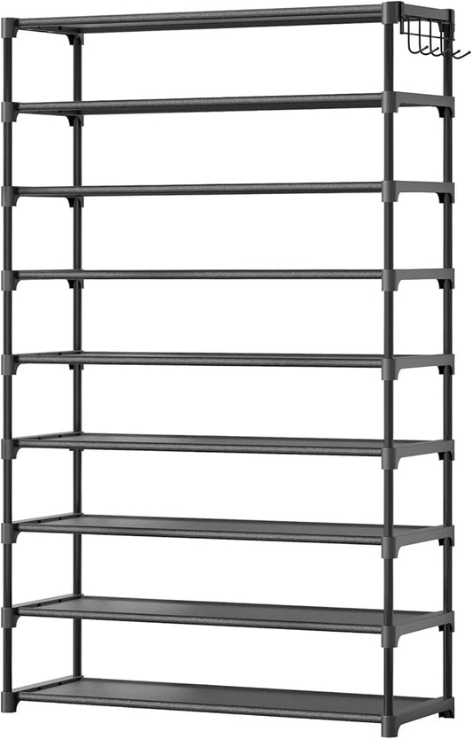 Kitsure Shoe Rack - 9-Tier Shoe Organizer, Shoe Rack for Closet, Entryway, Bedroom, Easy- Assembly Storage Shelf with Side Handles, 32.2" Wide - 10 Tiers, Black