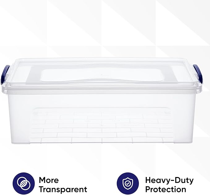 Superio Clear Storage Bins with Lids, 22 Quart BPA Free Plastic Containers, Transparent Boxes for Organizing, Stackable Crates, Organizer Totes for Home, Office, School, and Dorm