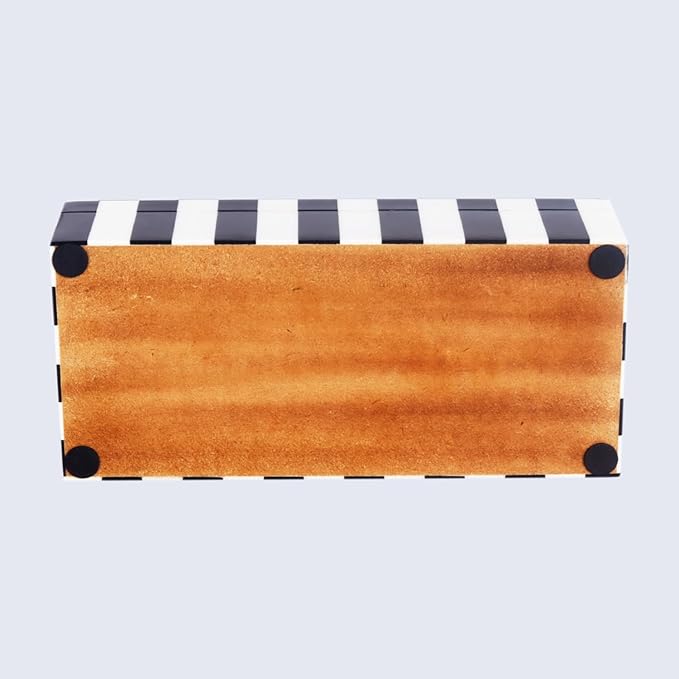 Handicrafts Home Decorative Storage Box with Lid – Black and White Box for Remote Controls, Coffee Table Storage Organizer, Keepsake Decorative Box for Shelf & Hallway Decor – Puzzle Check 10x4.5x2.5