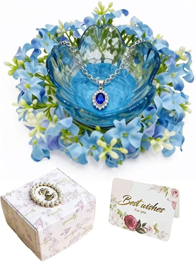 Mini Flower Ring Plate Jewelry Storage Tray Ring Holder for Dressing Table, Bedside Table, Room Bathroom Decoration, Cute Valentine's Day Christmas Birthday Gift for Women (blue flower)