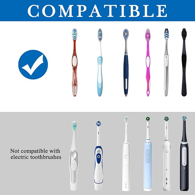 Linkidea Toothbrush Holder with Lid for Motorhome, Plastic, Self-Adhesive 6 Slots, Toothbrush Holder Compatible with Oral-B CrossAction