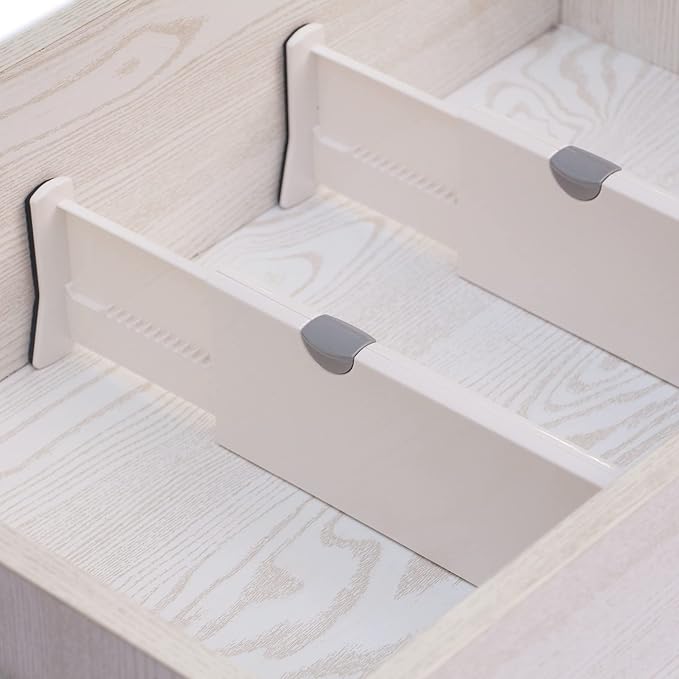 Set of 8 Adjustable Drawer Dividers Organizer Separators Plastic Dresser Organizer for Bedroom, Bathroom, Closet, Office Desk, Kitchen Storage