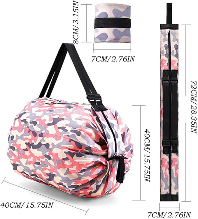 Portable Foldable Shopping Bag Large Capacity Multipurpose Storage Bag Sports Travel Shoulder Bag (Leopard Print)