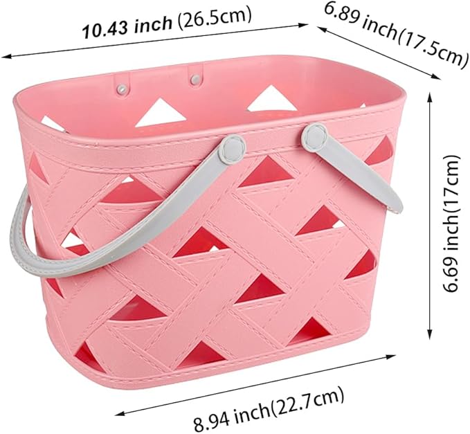 Portable Shower Caddy 2 Pack, Tote Plastic Storage Basket with Handle Shelf Organizers Bin for Bathroom, College Dorm, Kitchen, Garden, Camping, Cleaning Supplies (Pink 2 pcs)