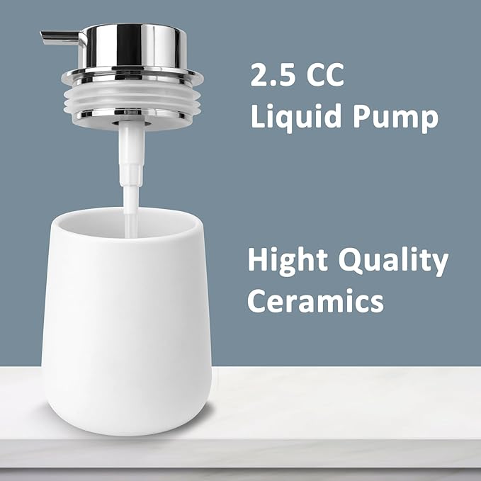 Soap Dispenser Ceramic with Easy-to-Press Pump Hand Lotion Liquid Dispenser for Shampoo Bathroom Kitchen 12 oz
