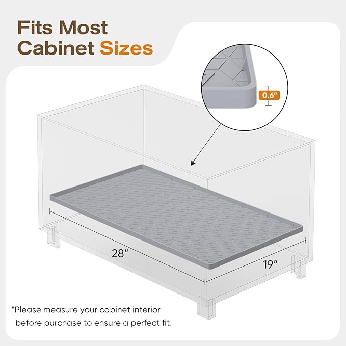 TRZZ Silicone Waterproof Under Sink Mat 28" x 19", Drip Tray and Cabinet Liner for Kitchen and Bathroom, Prevents Water Damage and Organizes Cabinets (Light Blue)