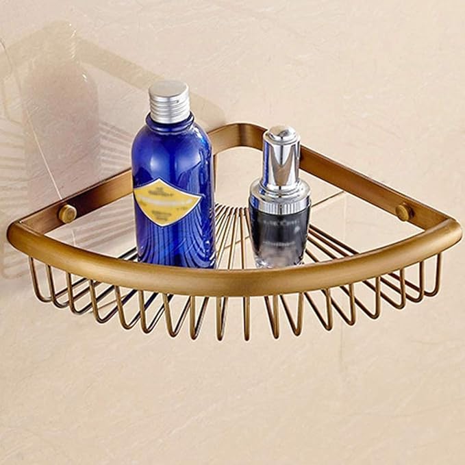 European Retro Brass Rack, Wall Mounted Bathroom Corner, Punch Free Storage, Kitchen and Finishing