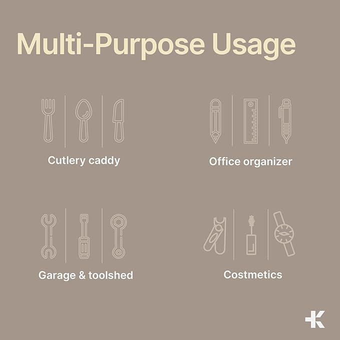 Gray Expandable Utensil Drawer Organizer 1 Pack, Adjustable 13” to 22.4”, 5 Compartment Silverware Organizer for Kitchen Utensils, Spatulas, Cutlery, and Tools, Easy to Clean, Durable, and BPA-Free
