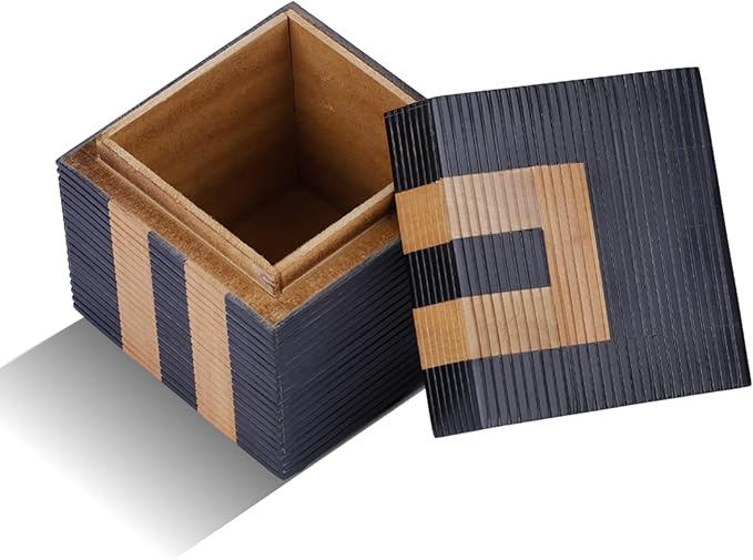 Handicrafts Home Decorative Storage Box with Lid– 4x4x4” Modern Home Decor Organizer, Memory Box & Jewelry Storage- Decorative Boxes for Living Room & Shelf Decor- Midnight Arch - Black