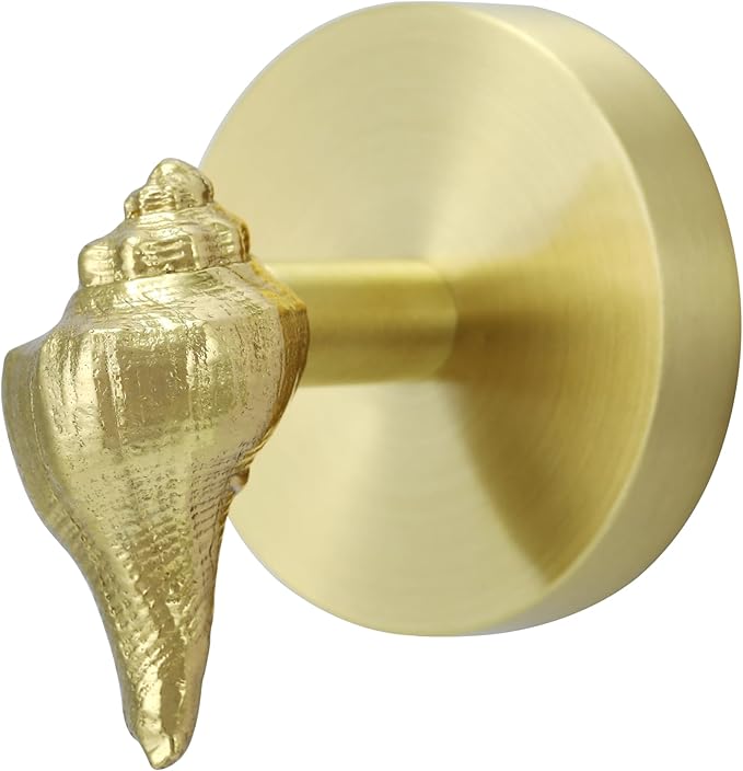 Brass Bird Coat Rack Robe Wall Hooks Hat Dragonfly Hanger for Bedroom Kitchen Various Shapes Animal Deer Decor Home Accessories (1, Conch Shell)