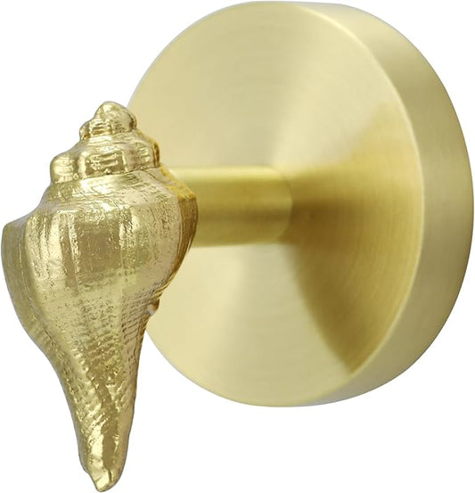 Brass Bird Coat Rack Robe Wall Hooks Hat Dragonfly Hanger for Bedroom Kitchen Various Shapes Animal Deer Decor Home Accessories (1, Conch Shell)