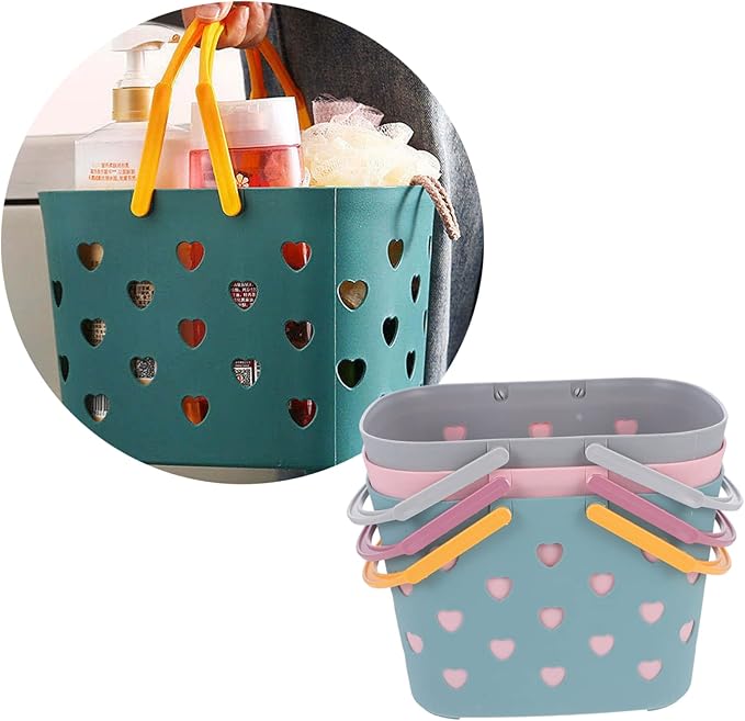 Amosfun 3Pcs Assorted Color Storage Baskets for Bathroom Kitchen Towel Baskets with Handle Efficient Drainage for Home Dormitory and Hotel Use