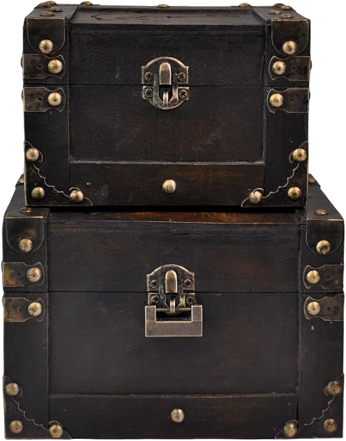POWER UNICO FLOWER Vintage Treasure Lock Storage Box â Handmade Wooden Decorative Chest, Perfect Keepsake Box for Home DÃ©cor, Jewelry, Trinkets and Gift Storage (332)