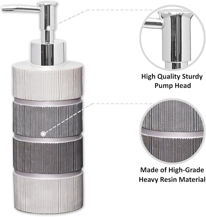 Zahari Home Modern Line Stylish Soap Dispenser Set - Modern Print Design for Kitchen and Bathroom - Lotion Pump, Dish Soap, Hand Sanitizer - Luxury Decor with Western Charm - Cute and Practical