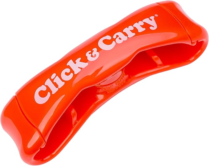 Click & Carry Grocery Bag Carrier Handle - Carry More in Fewer Trips, 100lb Capacity, Hands-Free, Gel-Padded Ergonomic Design, Shopping & Grocery Bag Holder - As Seen On Shark Tank, Red, 1 Pack