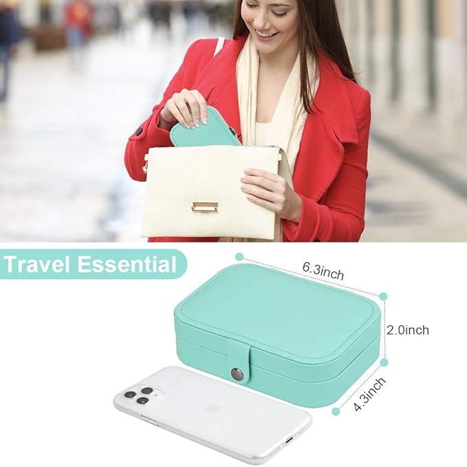 jiemei Jewelry Box, Travel Jewelry Organizer Cases with Doubel Layer for Women’s Necklace Earrings Rings and Travel Accessories