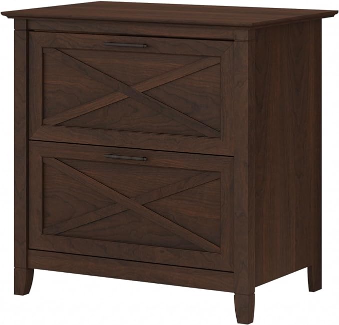 Bush Home Key West 2 Drawer Lateral File Cabinet in Bing Cherry, Document Storage for Home Office, Accent Chest with Drawers