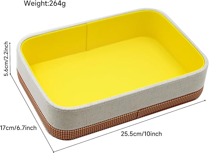TUNJILOOL Jewelry Tray Leather Valet Jewelry Box Nightstand Organizer, Bedroom Dresser Bedside Organizer Countertop Catch Key,Wallet,Phone,Watch,Coin,Glass Unique House Warming Gifts