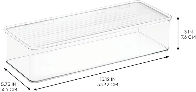 iDesign Plastic Stackable Hinged-Lid Pantry or Kitchen Storage Box - Set of 4 - Clear