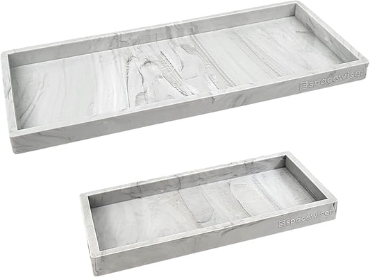 Countertop and Vanity Tray - 2 PC (11” and 7”) Shatterproof Silicone Kitchen and Bathroom Trays for Counter, Kitchen Soap Dispenser Tray, Vanity Trays for Bathroom, Perfume Key Tray