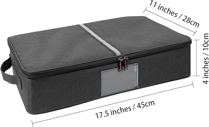 Flatware Storage Case-5 Compartment Silverware Storage Container Box with Removable Lid and Easy to Carry Handles,Cutlery Storage Holder with Zipper Lid for Organizing Cutlery