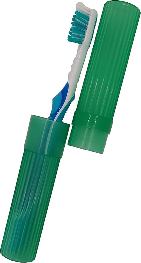 Toothbrush Holder (Green) - Made in USA, with Ventilation Holes, for Toothbrush Covers, Toothbrush Holder, Toothbrush Soft, Durable Design, Hygienic Bathroom Accessory