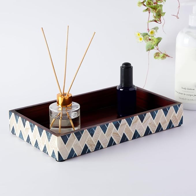 HANDICRAFTS HOME Handmade Tavla Pattern 10x6 Towel Tray - Small Bathroom Tray, Guest Towel Holder, Decorative Napkin Holder, Bathroom Countertop Storage, Kitchen Hand Towel Holder Parlour-tavla