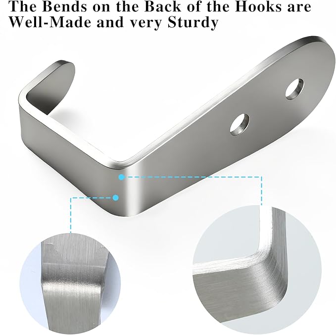 8 Pcs Stainless Steel Hooks for Hanging, Heavy Duty Hook, Wall Hooks Key Holder Wall Mount Hanger Coat Hook Garage Storage Screw Utility Hooks (Silver)
