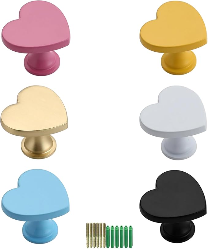 6 Pcs Heart Shaped Wall Hooks Decorative Metal Wall Hook for Home Office Hotel Wall Decoration (Colorful)