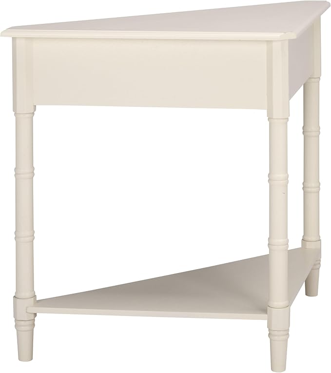SAFAVIEH Home Collection â Gomez Distressed Cream Corner Accent Table with Drawer & Shelf, Space-Saving Triangular Design, Small Space Storage Table (AMH5709C)