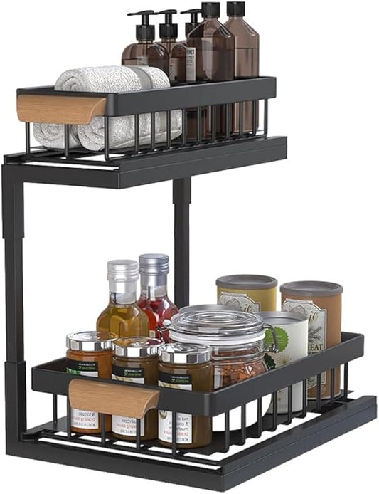 MARIE Under Sink Organizer and Storage,Pull Out Cabinet Organizer Slide Out Sink Shelf Cabinet Storage Shelves, Under Sink Storage for Kitchen Bathroom Cabinet