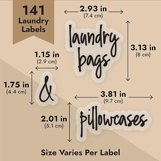 Talented Kitchen Laundry Labels for Jars & Containers - 141 Count, White Vinyl, Modern Script - Laundry Room Organization & Kitchen Organization with Food Container Labels and Water-Resistant Adhesive